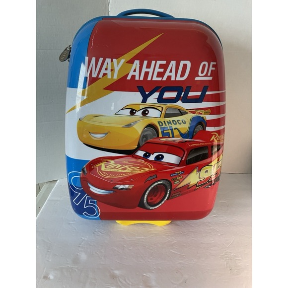 American Tourister Kids Disney Lighting McQueen Roll Aboard Hard Sided Suitcase - Picture 2 of 16